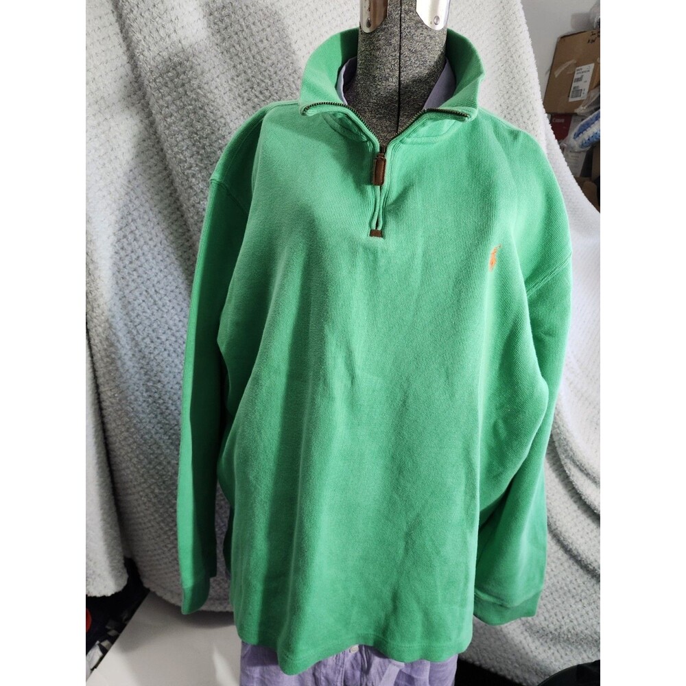 Polo by Ralph Lauren Green Cotton 1/4 Zip Sweater - XXLarge